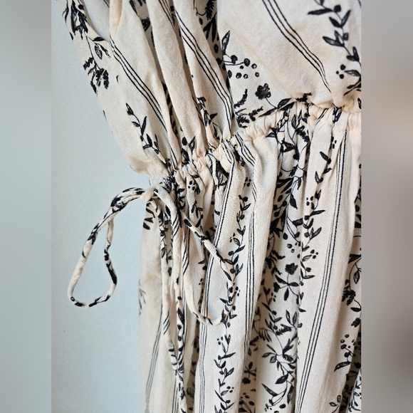 H&M Cover UP OFF White Black Floral Maxi Cotton Vacation Dress M L - Picture 9 of 10